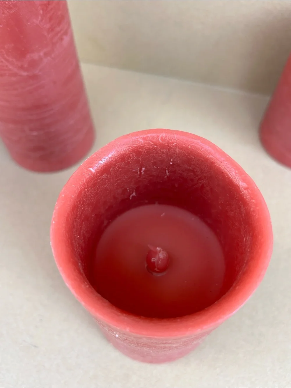 Flameless LED Pillar Candles Cinnamon Scented Real Wax Set of 3 Flickering